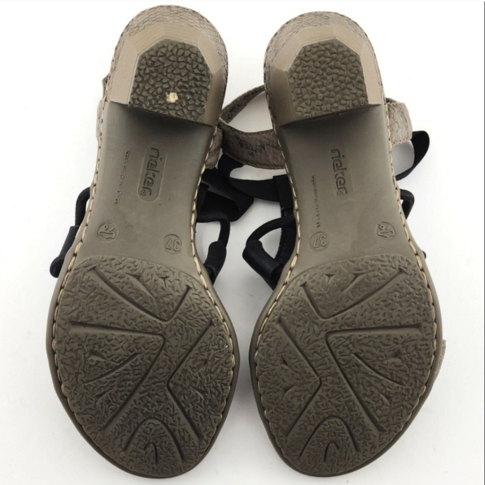 Reiker Women's Slingback Heeled Sandals Black Snake Print Lightweight Comfort 37 - Picture 13 of 16